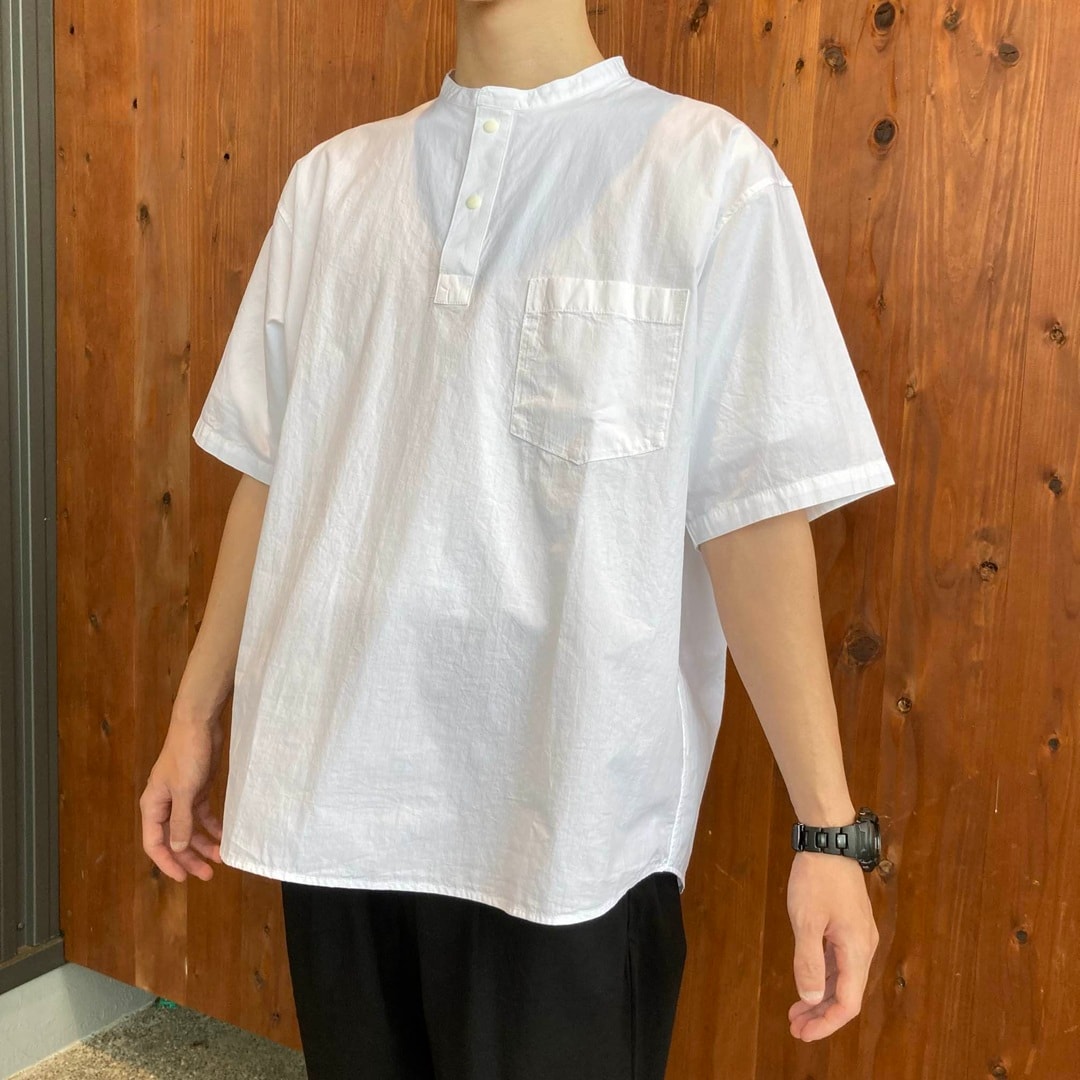 涼感ヘンリーネック半袖布帛Ｔシャツ