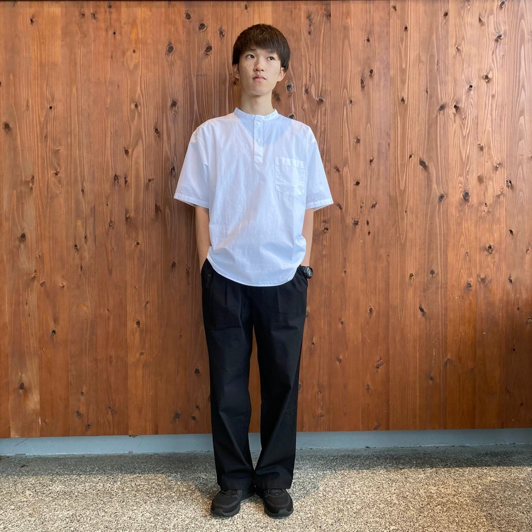涼感ヘンリーネック半袖布帛Ｔシャツ
