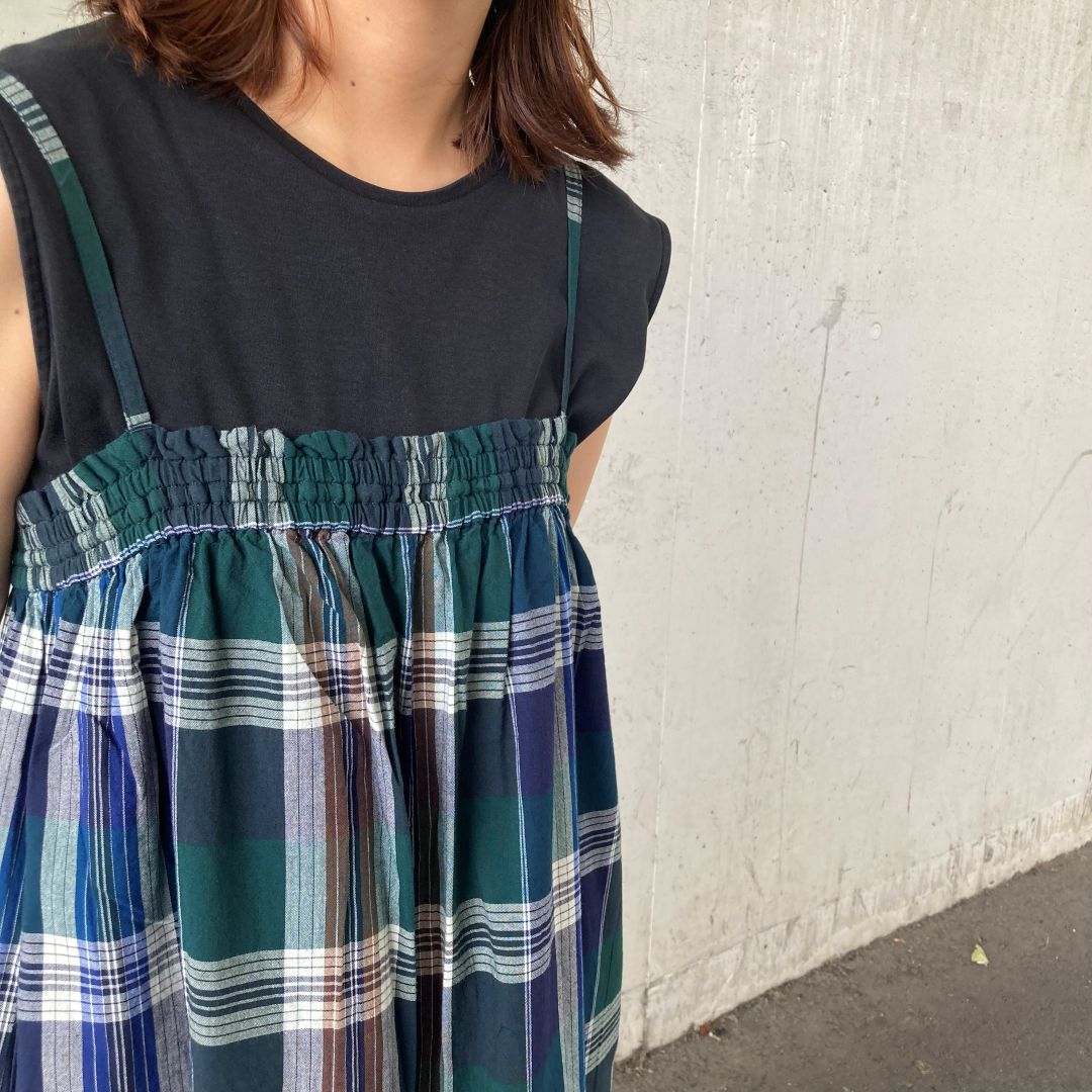 マドラスチェックのサロペット