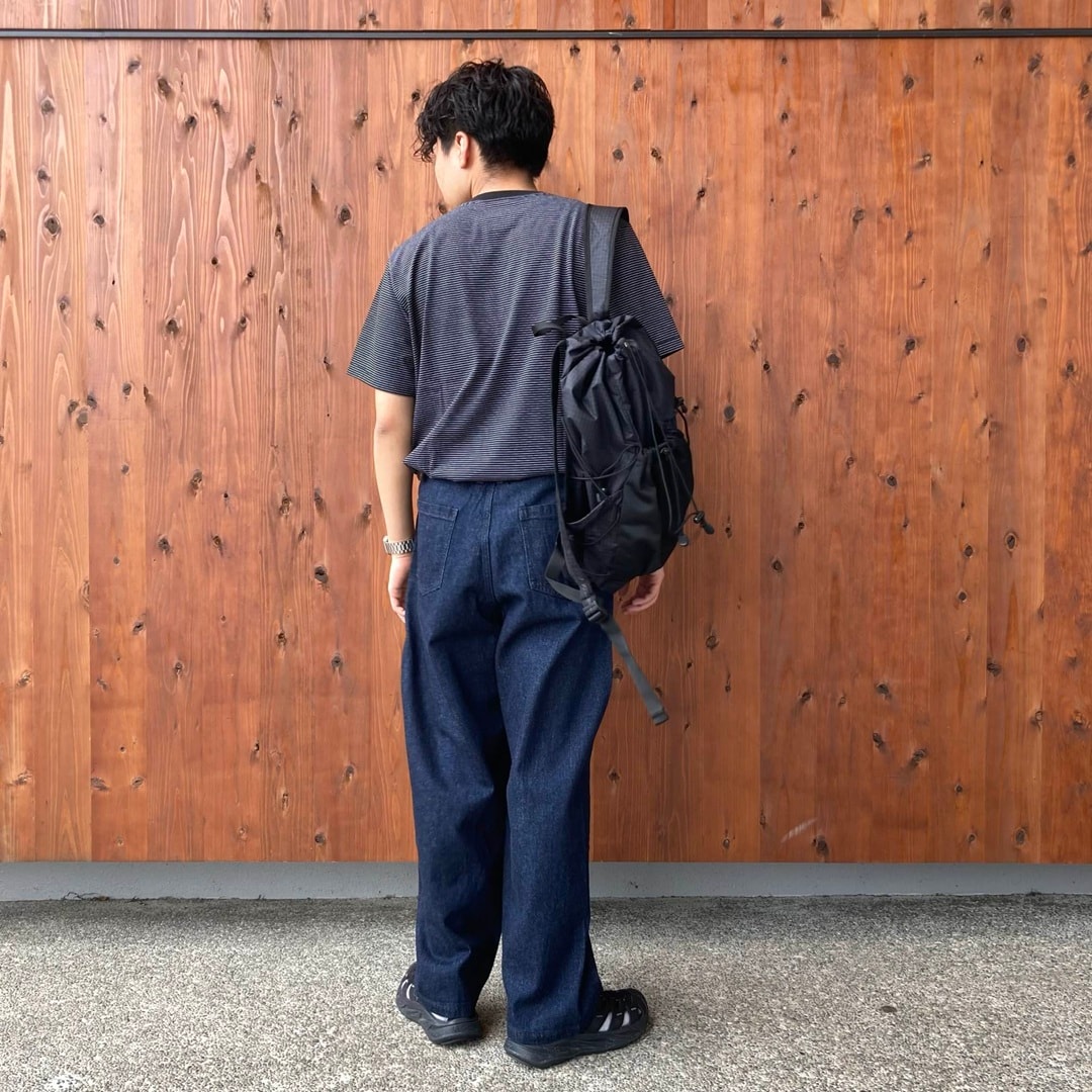 木の実から作ったカポック混デニムコクーンパンツ