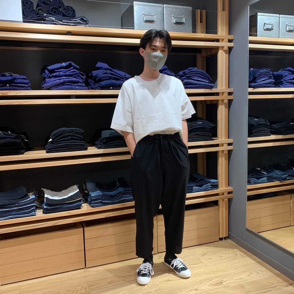 【岡山表町商店街】男女兼用 先染め　ダボパンツ