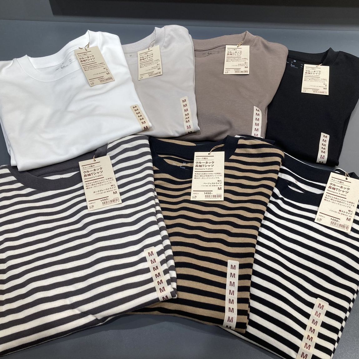 【岡山表町商店街】スムース編みクルーネック長袖Tシャツ
