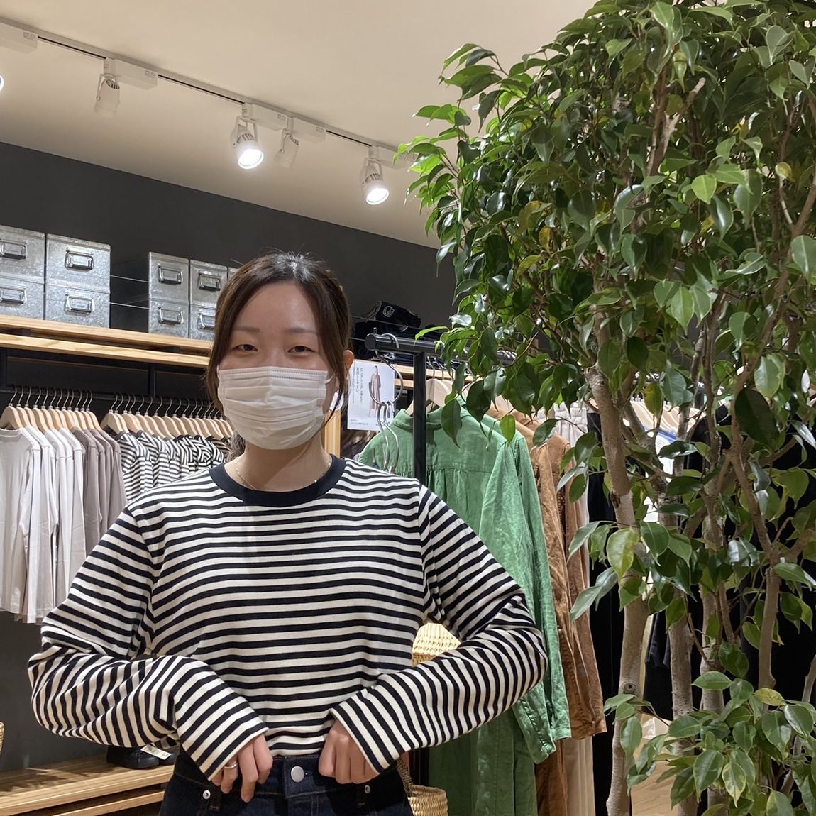 【岡山表町商店街】スムース編みクルーネック長袖Tシャツ
