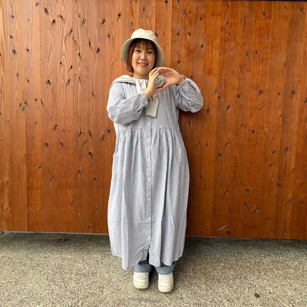 綿ボイル長袖ワンピース