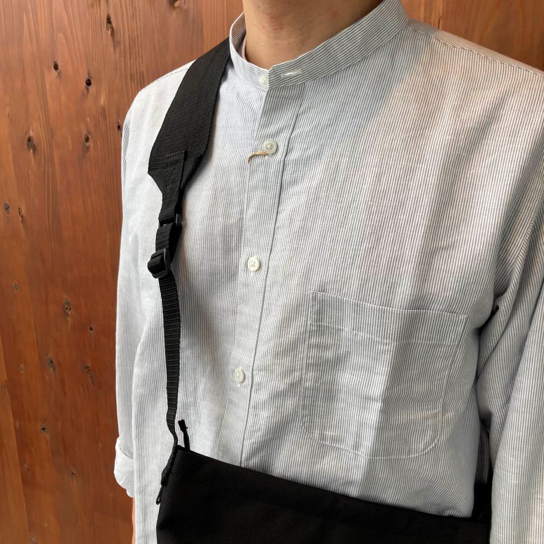 ヘンプコットンスタンドカラー長袖シャツ