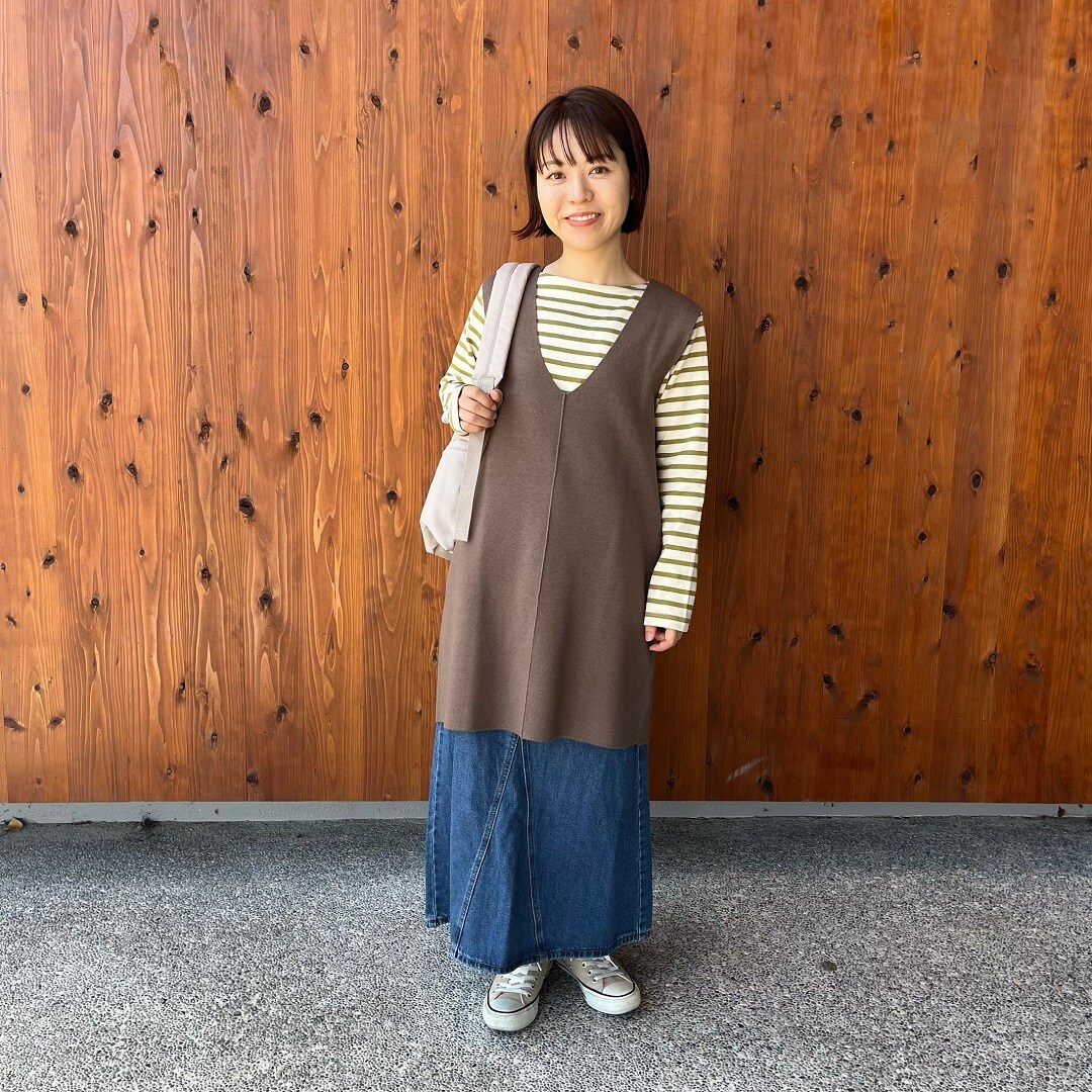 洗えるミラノリブ編みロングベスト