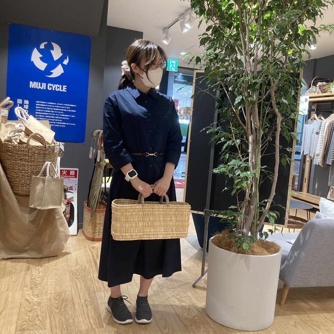 【岡山表町商店街】一枚でおしゃれ。コットン混サテンワンピース