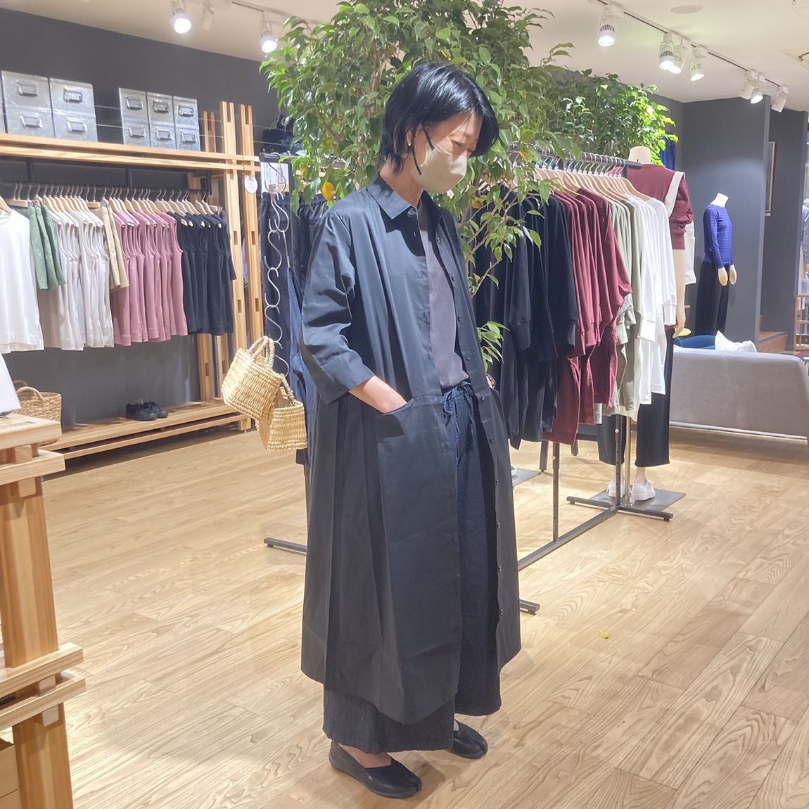 【岡山表町商店街】一枚でおしゃれ。コットン混サテンワンピース