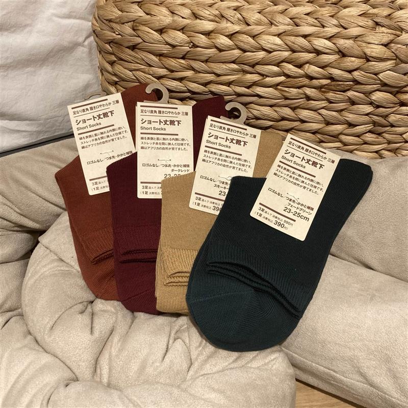 婦人足なり直角履き口やわらかショート丈靴下