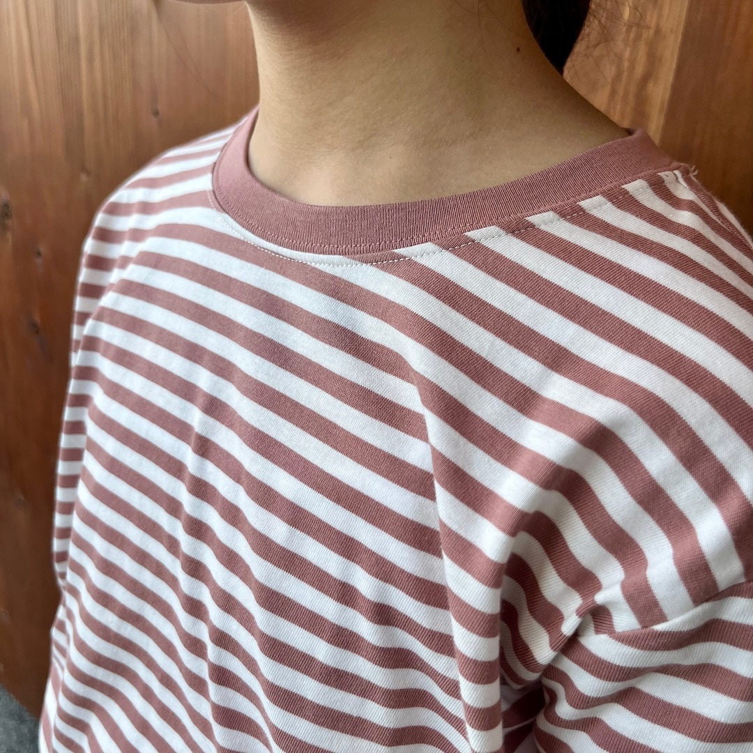 綿天竺編みクルーネック長袖Tシャツ