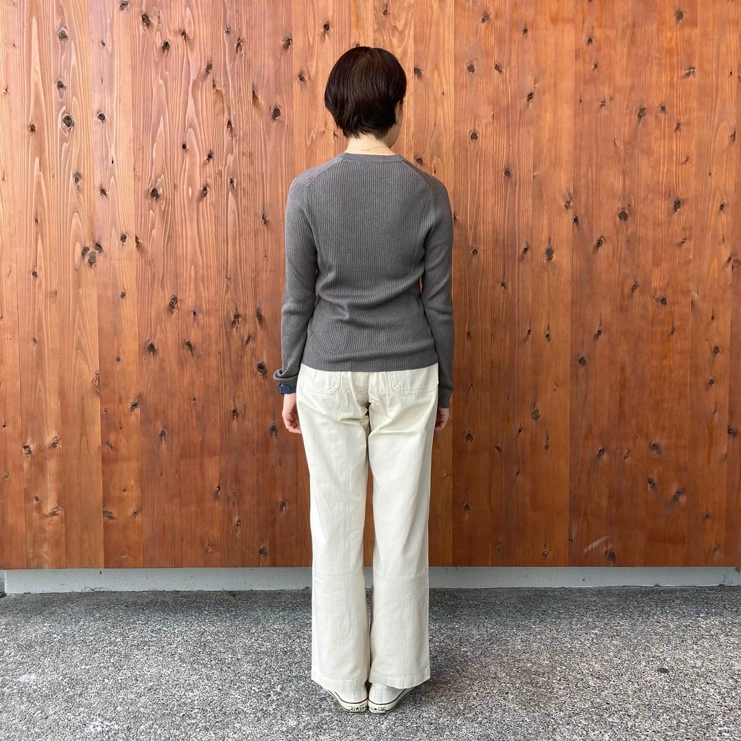 洗いざらしヘリンボーンベイカーストレートパンツ