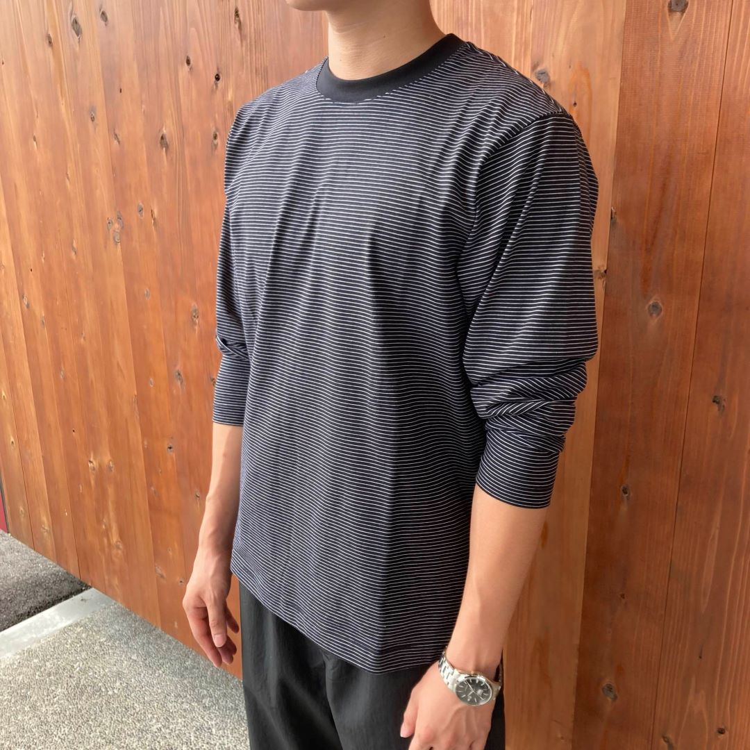 天竺編みクルーネック長袖Tシャツ