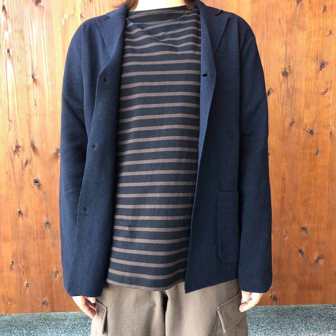 洗いざらし太番手ボートネック九分袖Tシャツ