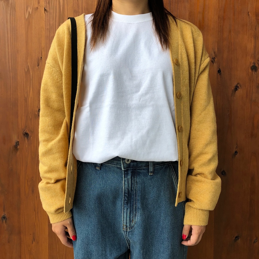 洗いざらし太番手クルーネック長袖Tシャツ