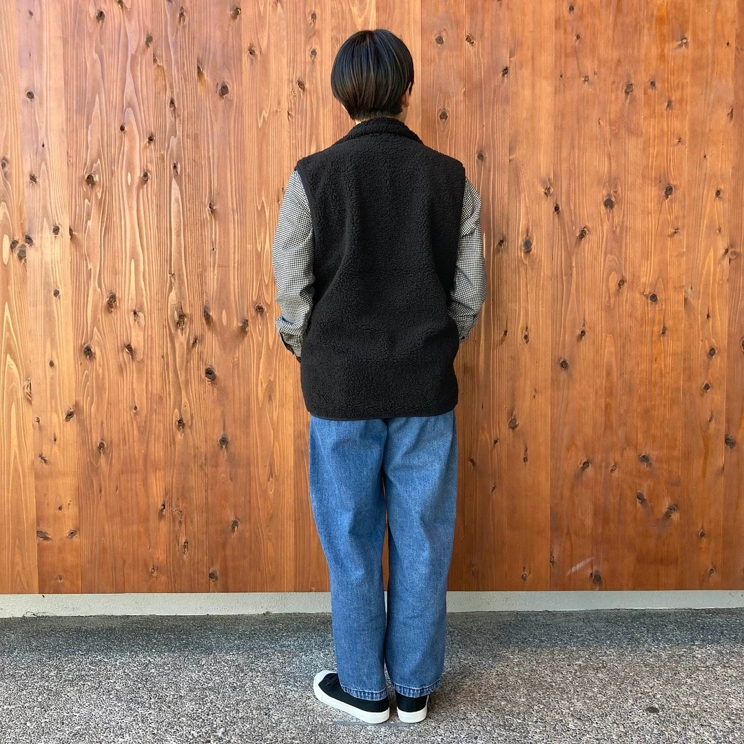 木の実から作ったカポック混デニムバレルパンツ