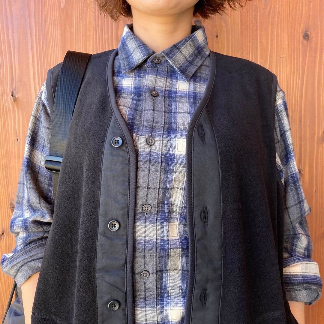 両面起毛フランネル長袖シャツ