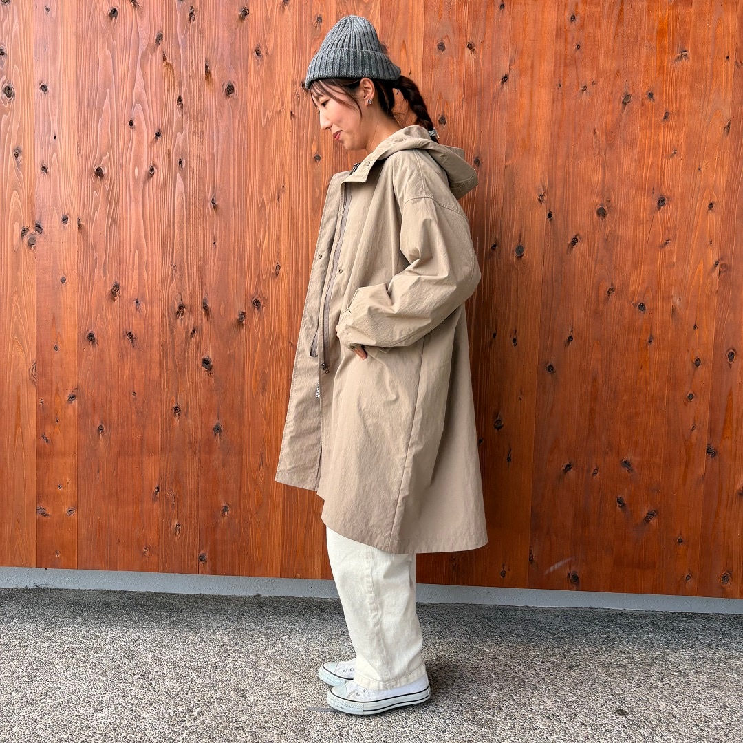 撥水UVカットフードロングコート