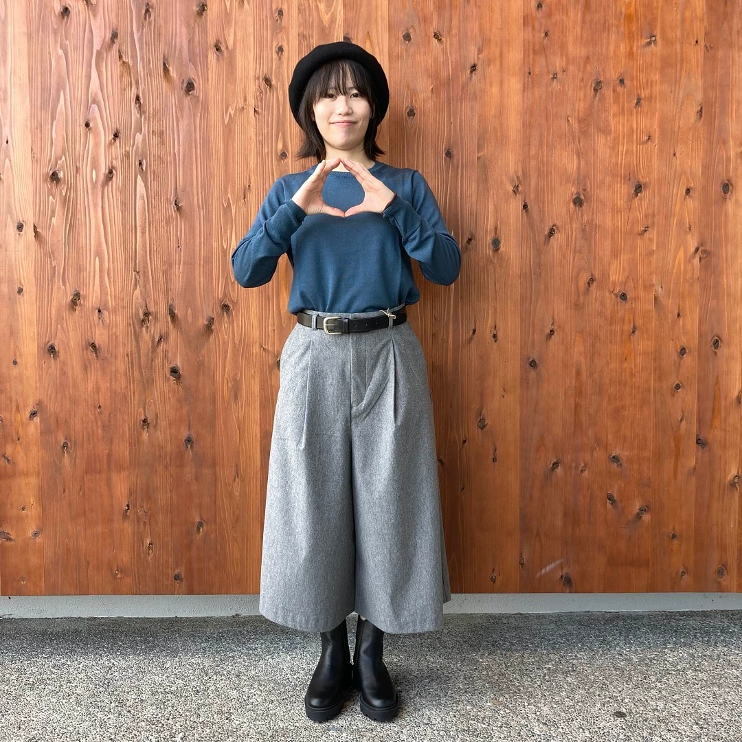 縦横ストレッチ起毛クロップドパンツ