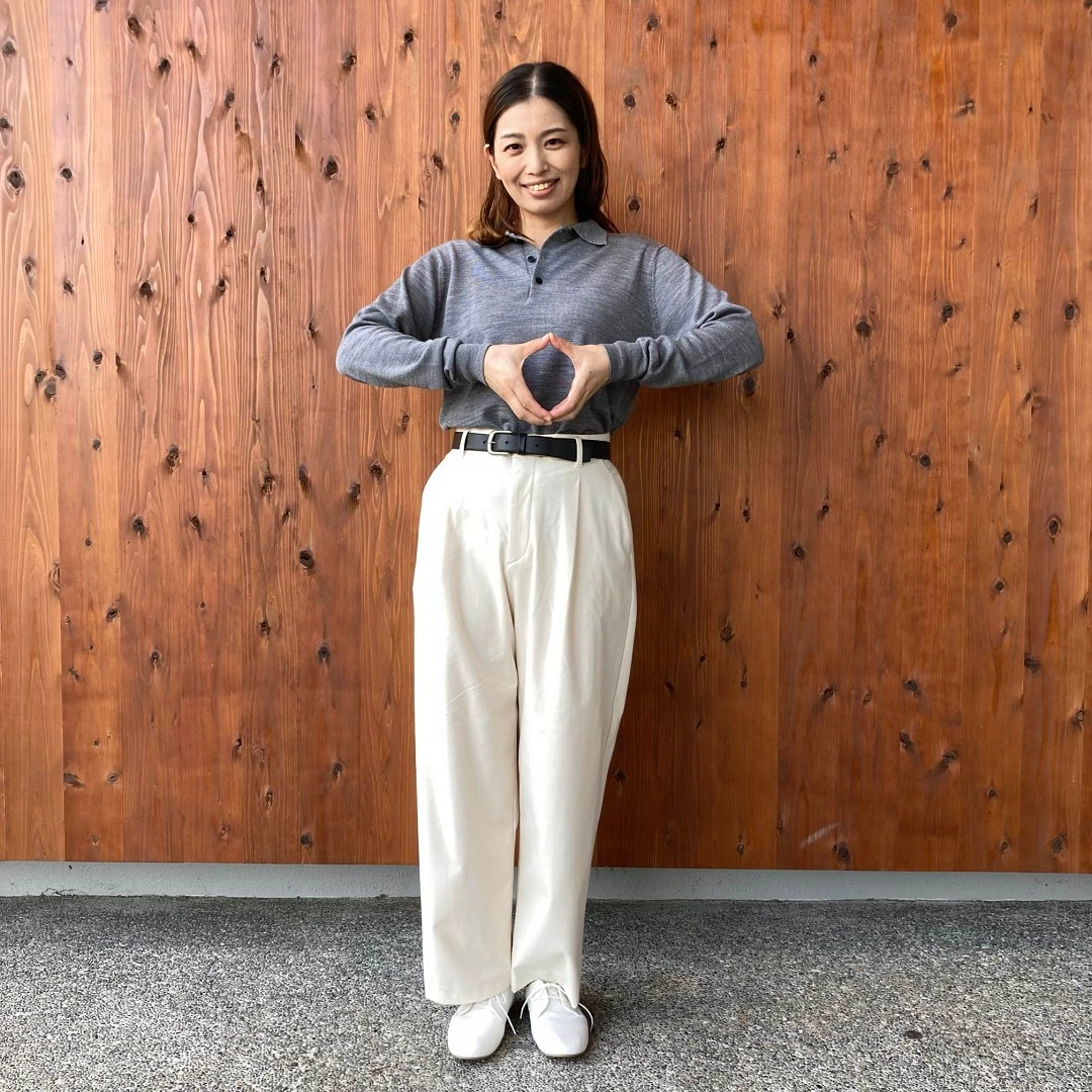 縦横ストレッチ起毛タックワイドパンツ