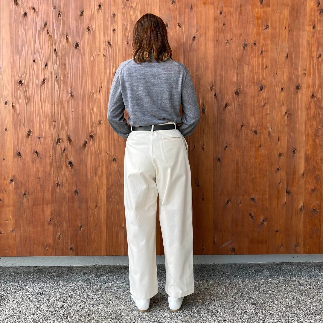 縦横ストレッチ起毛タックワイドパンツ