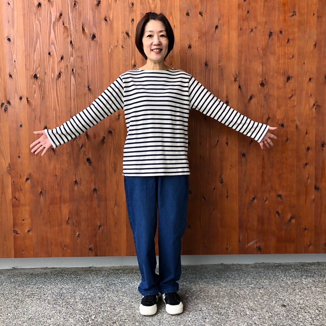 太番手ボートネック長袖Tシャツ