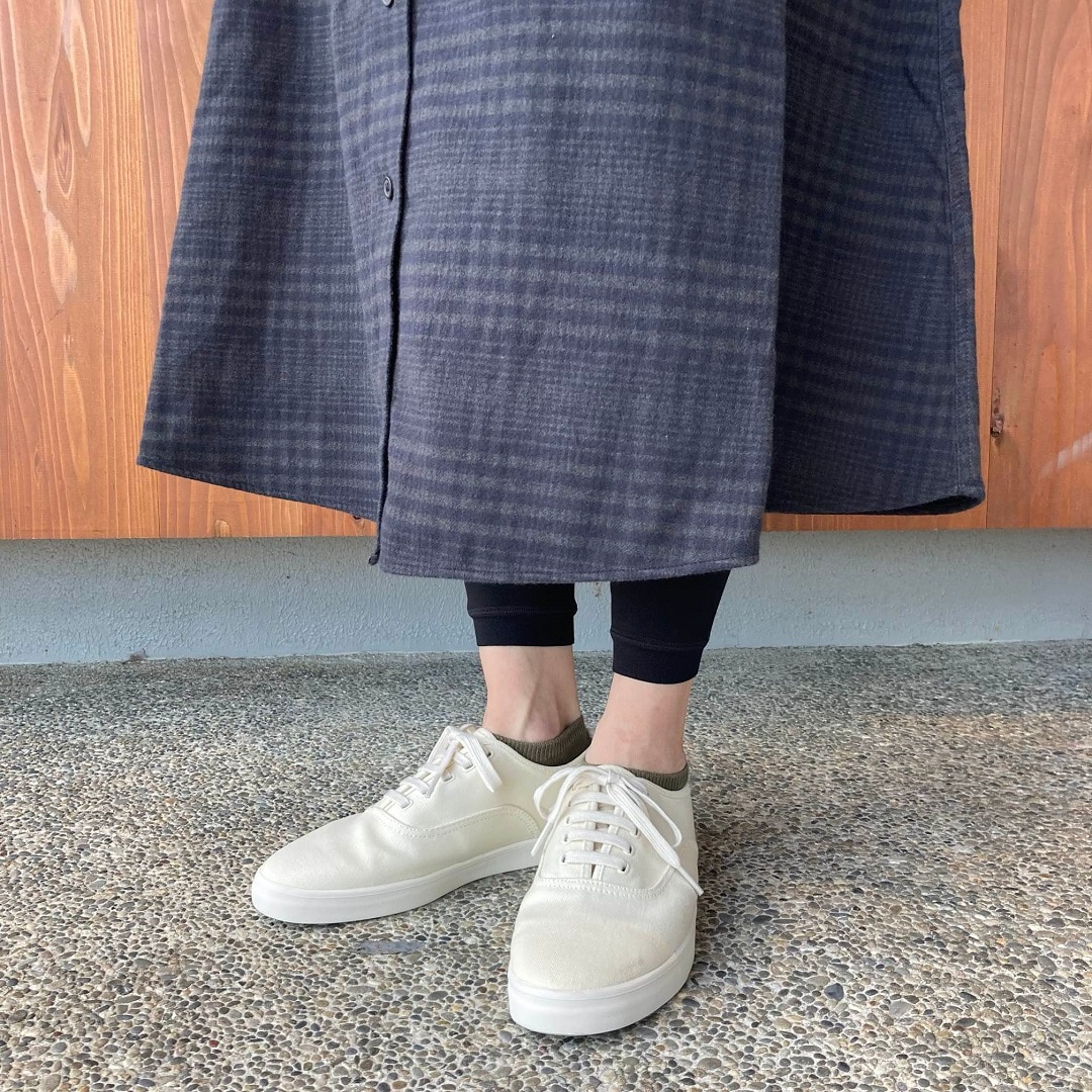 両面起毛フランネルスタンドカラー長袖ワンピース