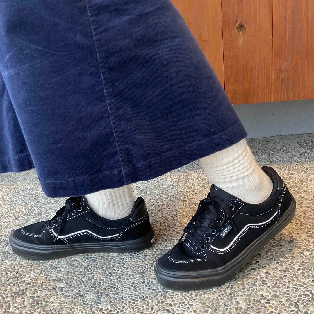 足なり直角履き口やわらかくしゅっと履けるリブ編み靴下