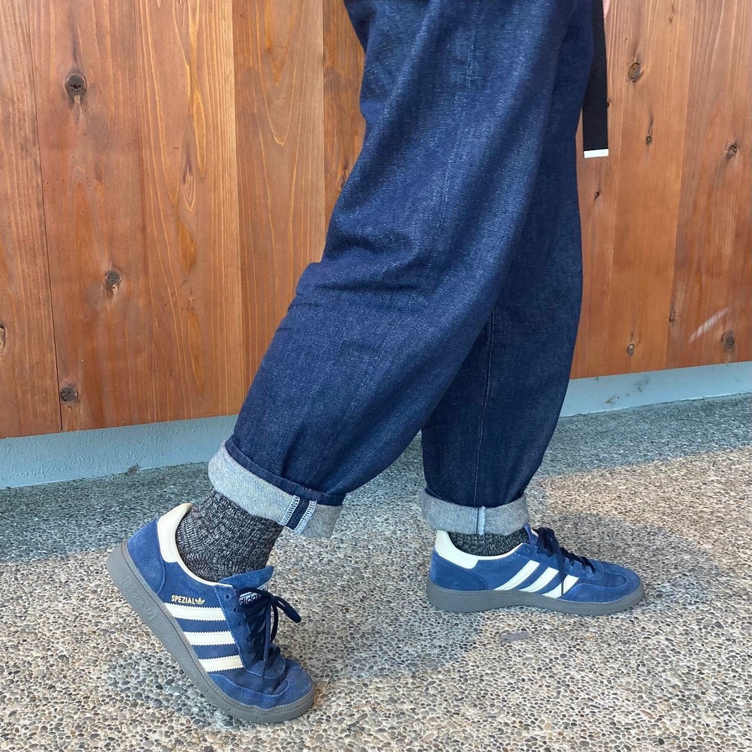 足なり直角リブ編み厚手ショート靴下