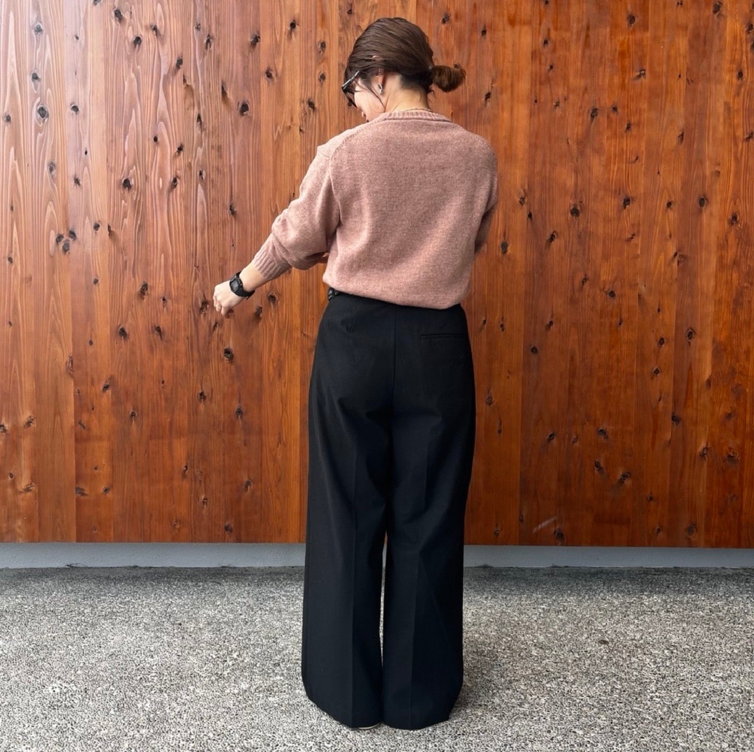 ストレッチ起毛タックワイドパンツ