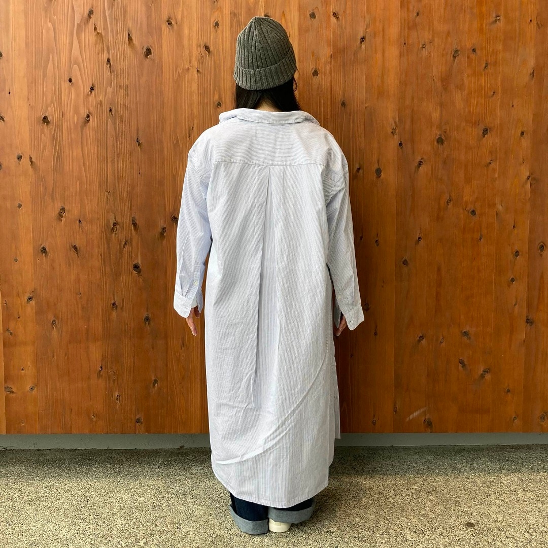 洗いざらしブロード長袖シャツワンピース