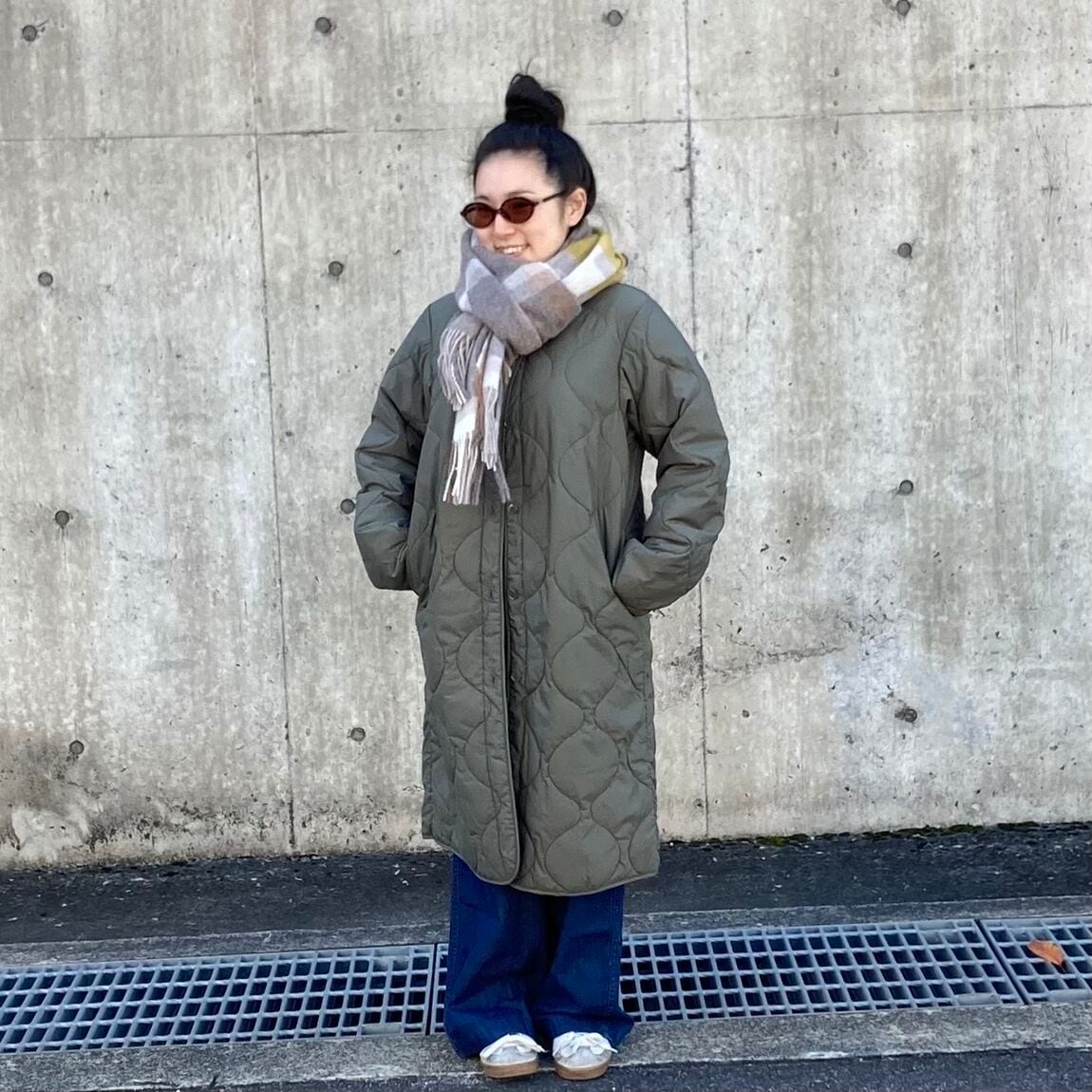 キルティングロングコート