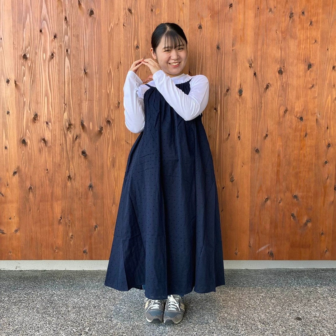 二重ガーゼドットドビーキャミワンピース