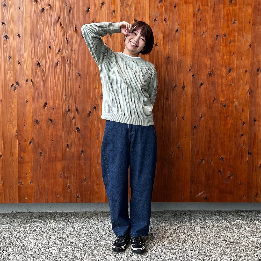 木の実から作ったカポック混デニムコクーンパンツ