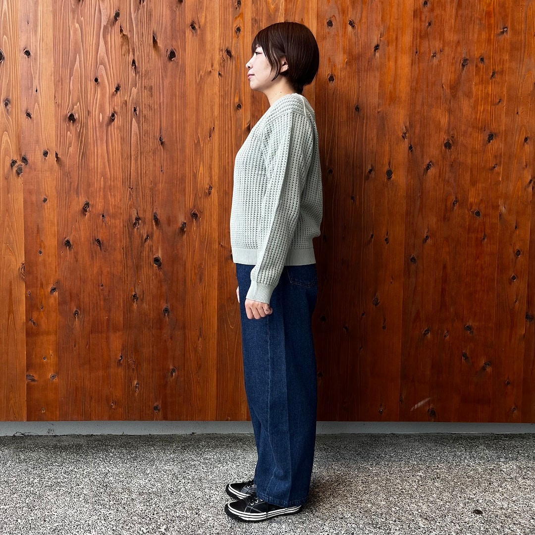 洗えるメッシュクルーネックセーター