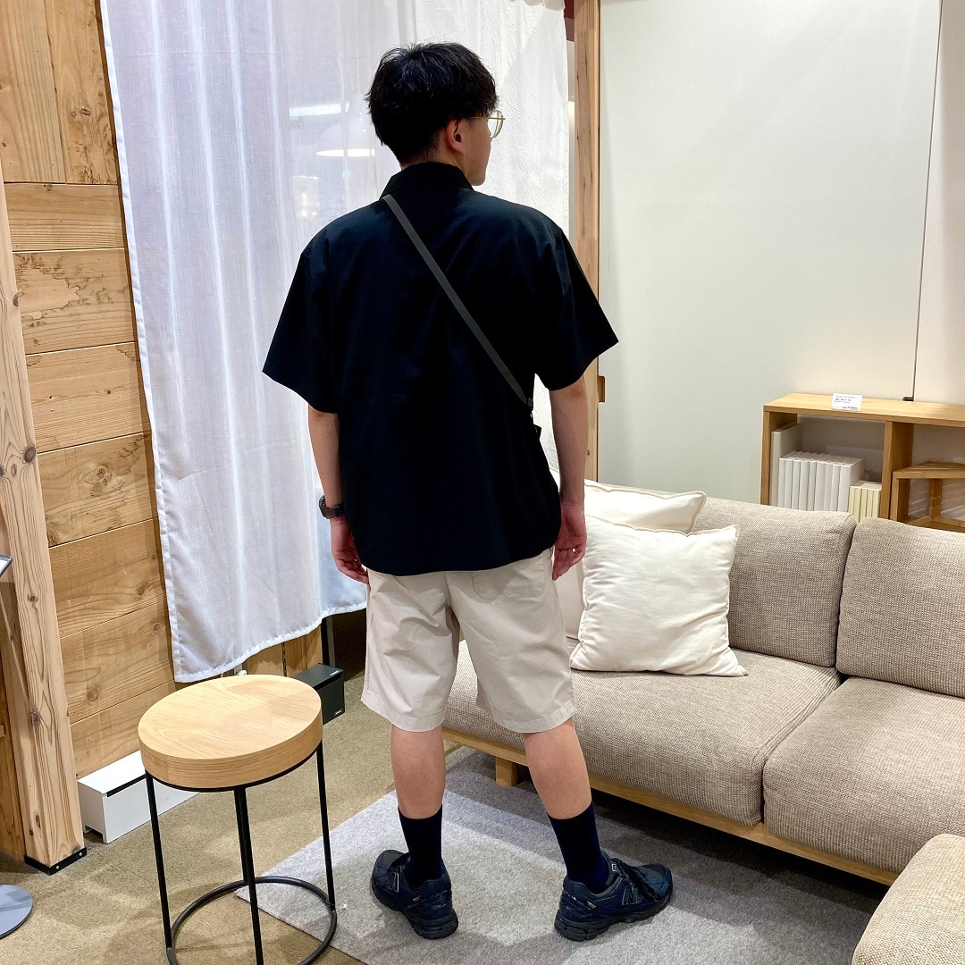 半袖布帛ポロシャツ×イージーショートパンツ