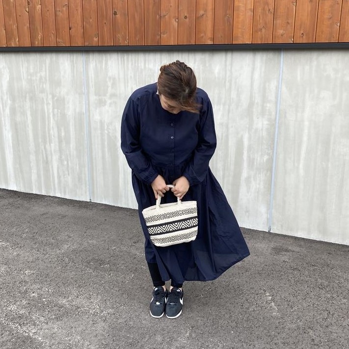 婦人　綿ボイル長袖ワンピース