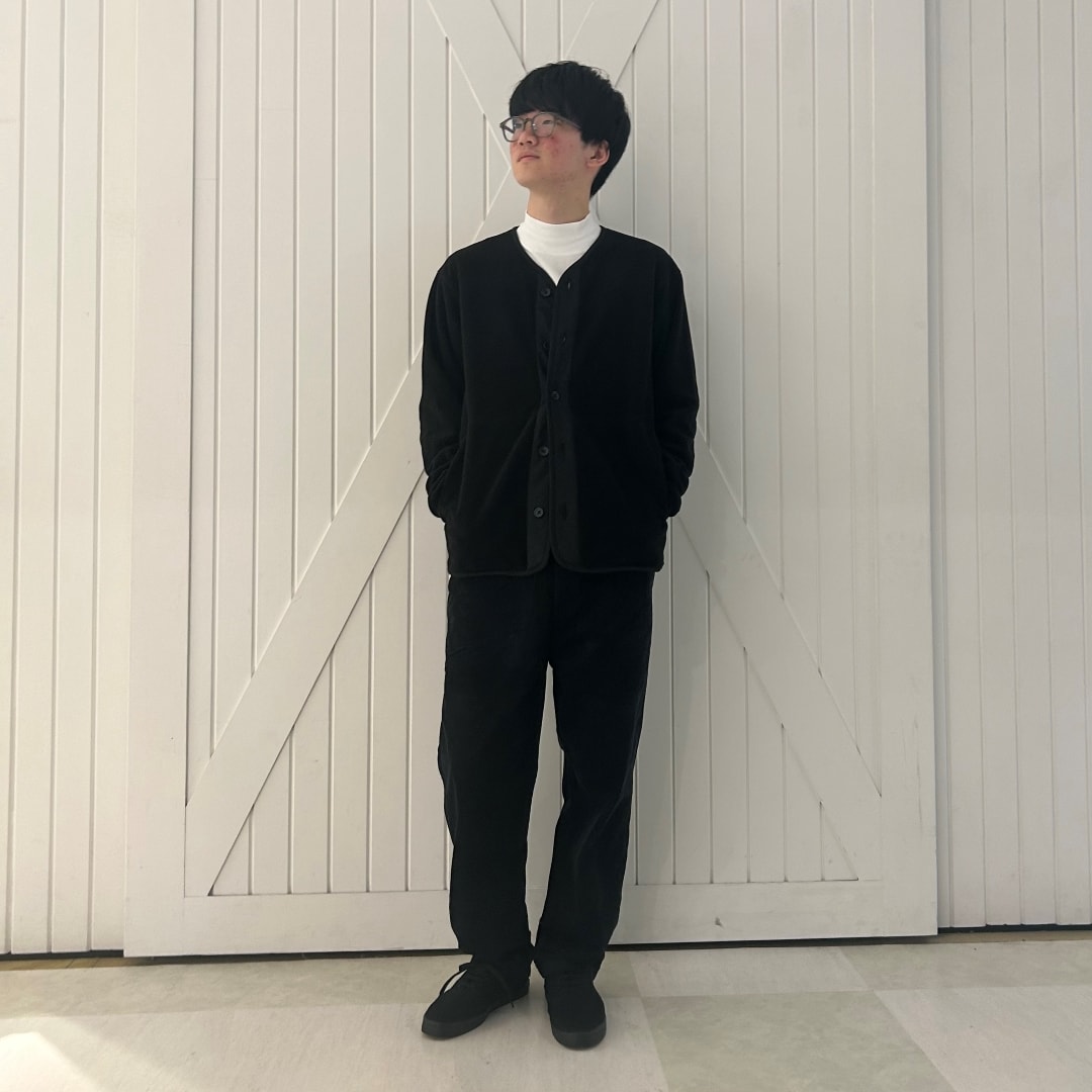 フリースカーディガン黒