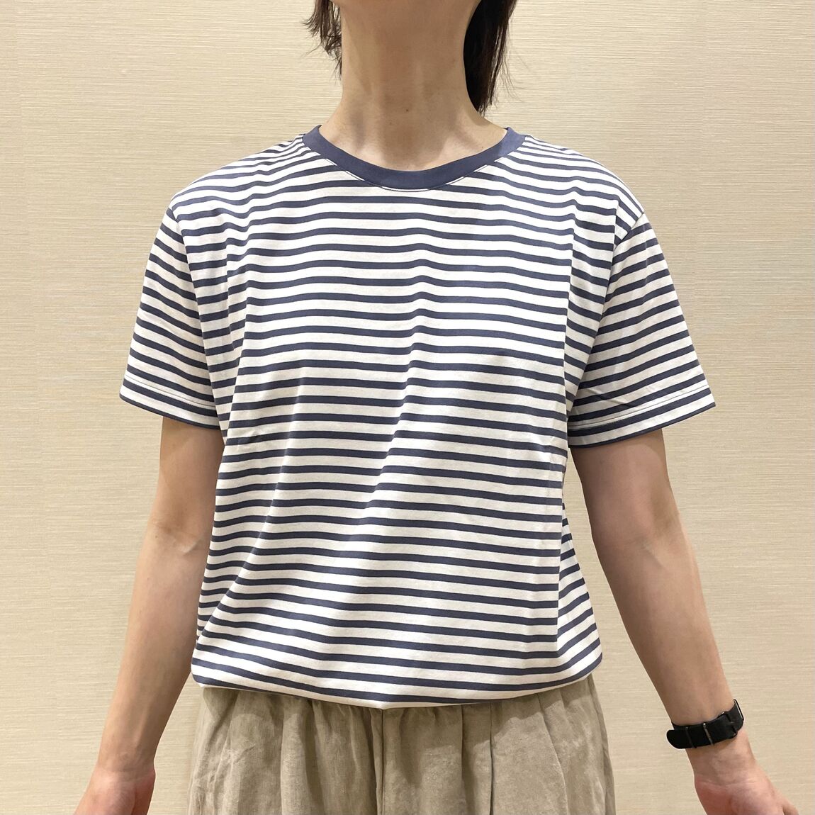 天竺編みクルーネック半袖