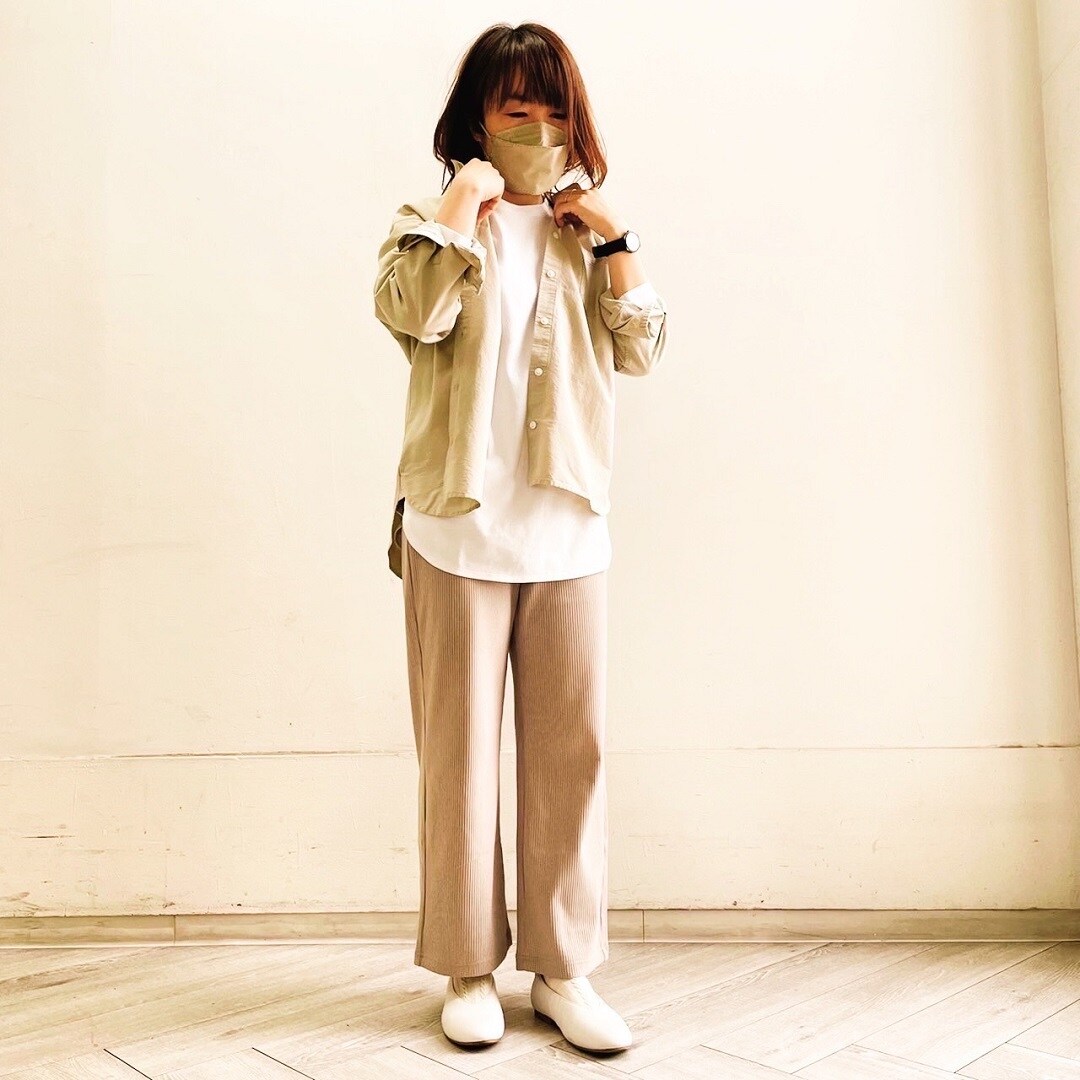 洗いざらしオックススタンドカラーシャツ