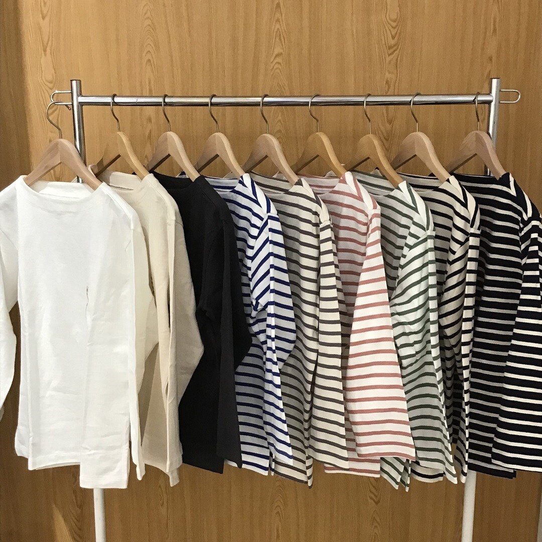 【婦人】太番手ボートネック長袖Tシャツ