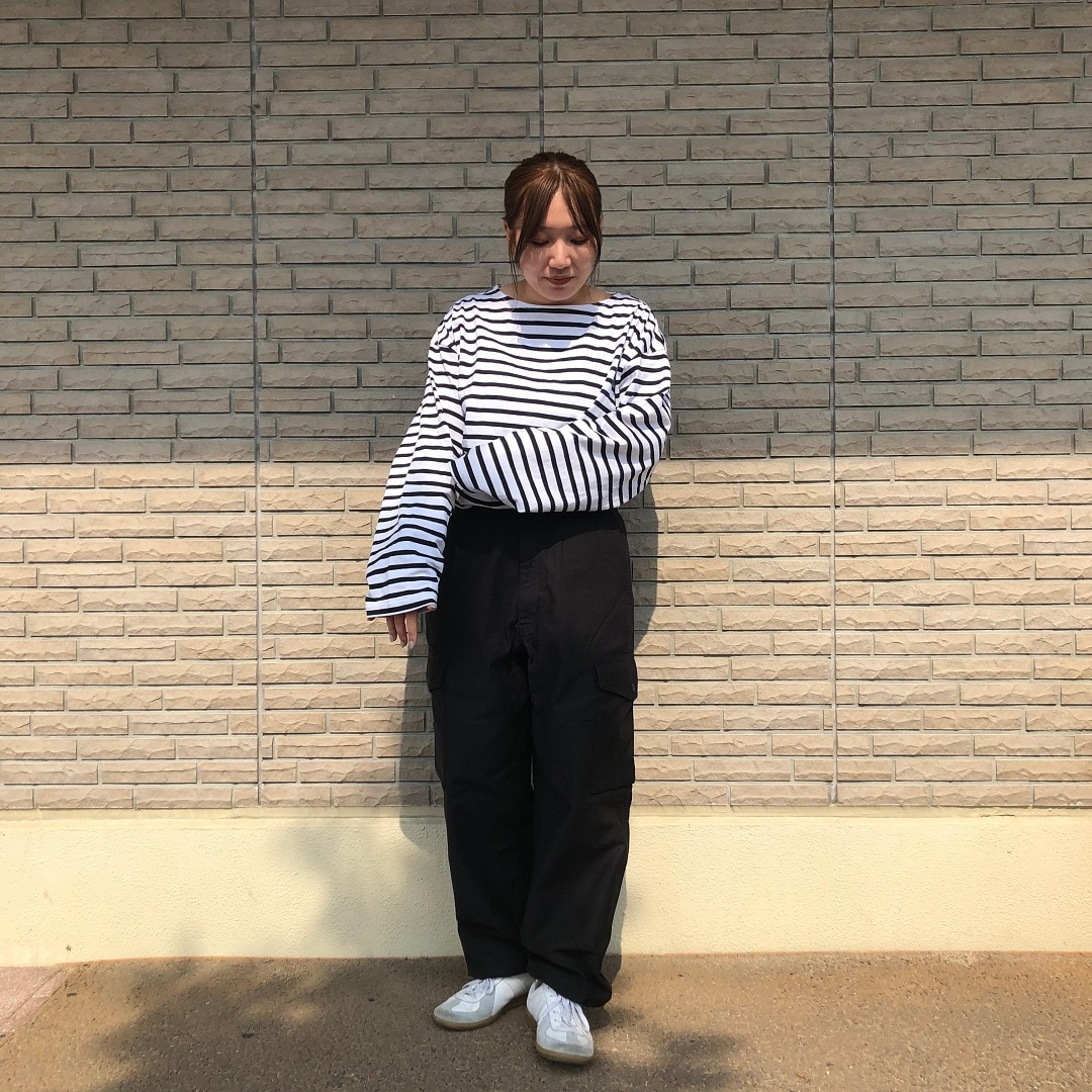 太番手ボートネック九分袖Ｔシャツ