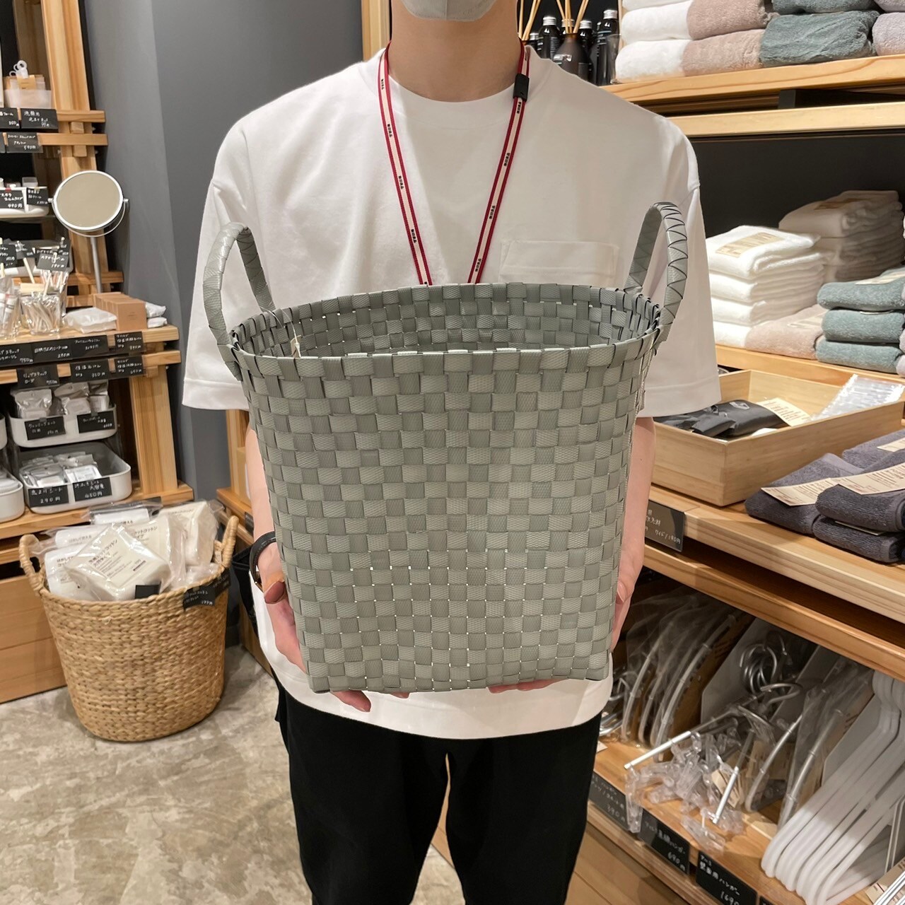 【岡山表町商店街】梱包用バンド　手編みバスケット
