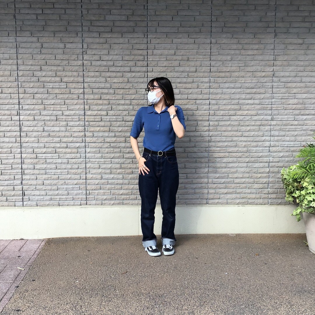 五分袖ポロセーター