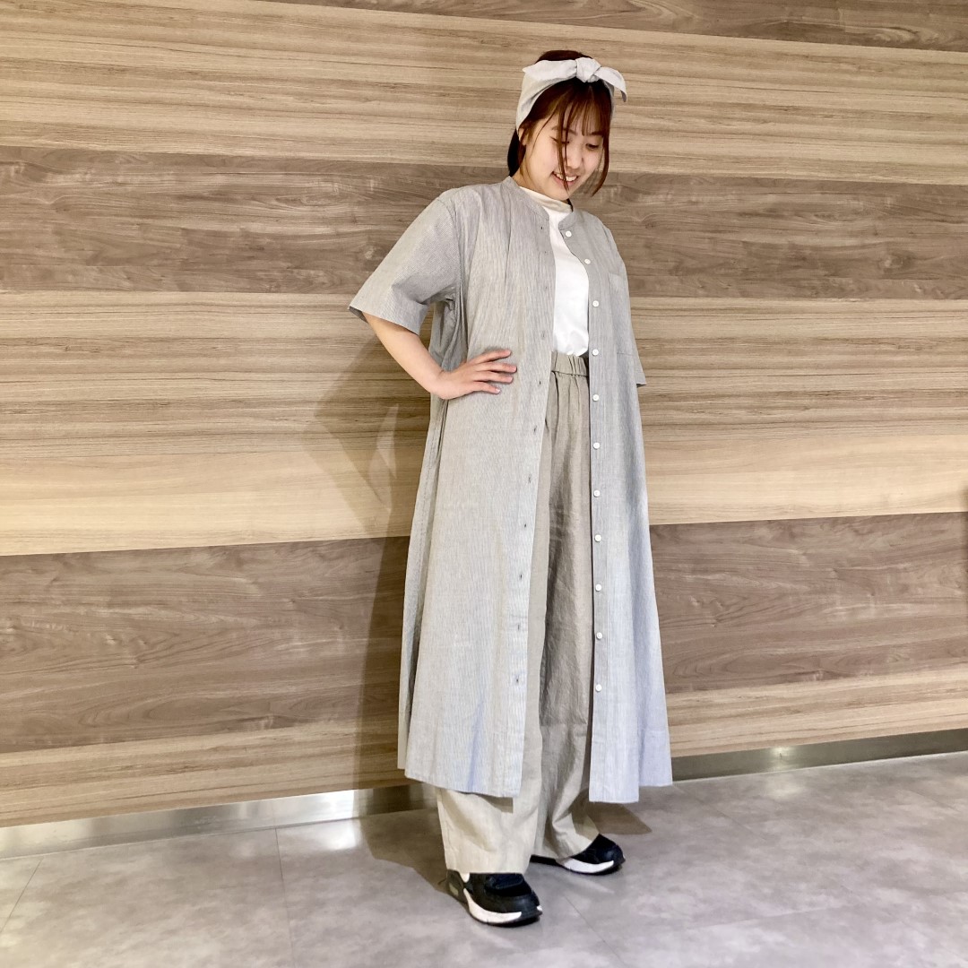涼感シャツワンピース前開き