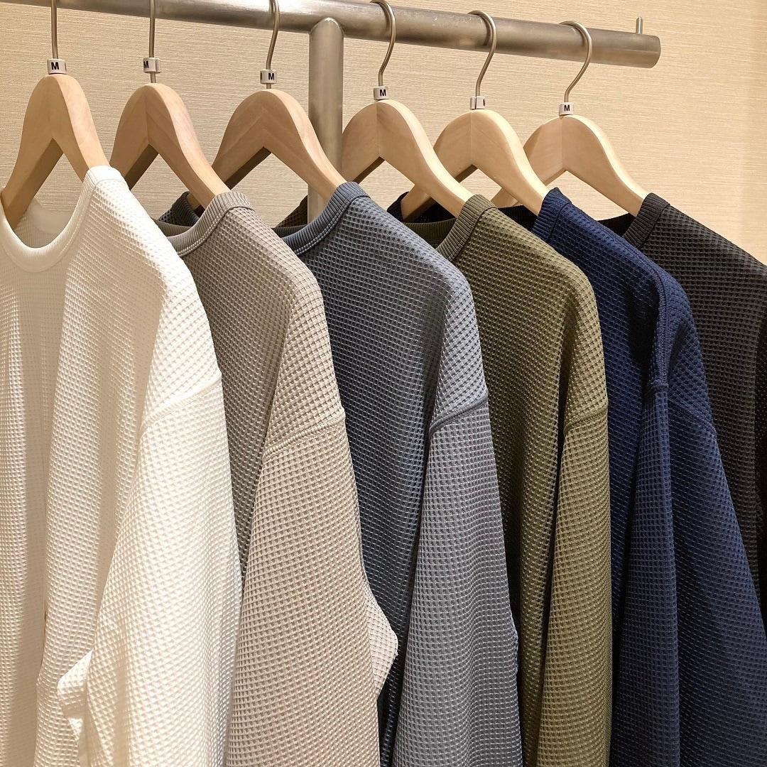 ＵＶカット乾きやすいワッフルクルーネック長袖Ｔシャツ