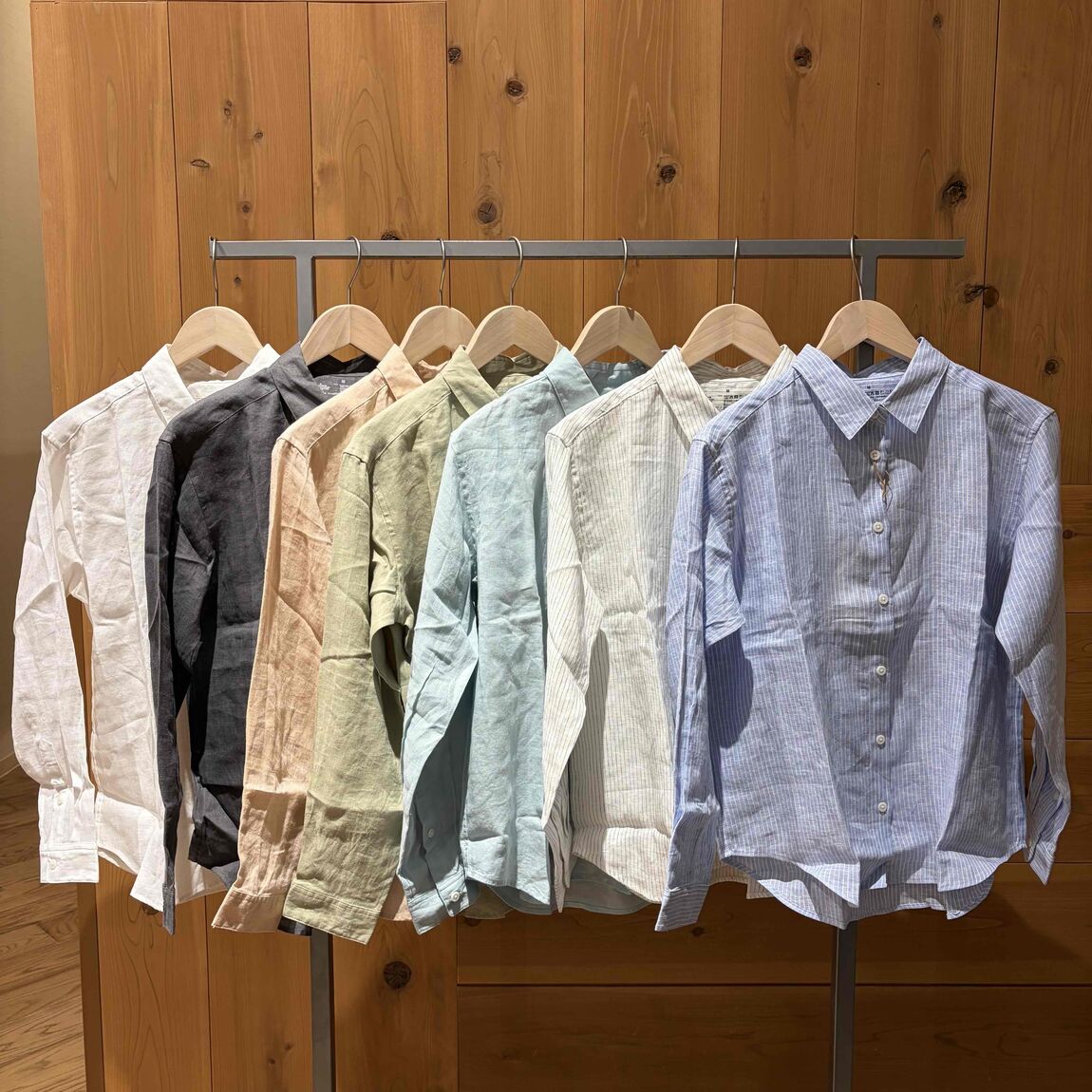 リネン洗いざらしレギュラーカラー長袖