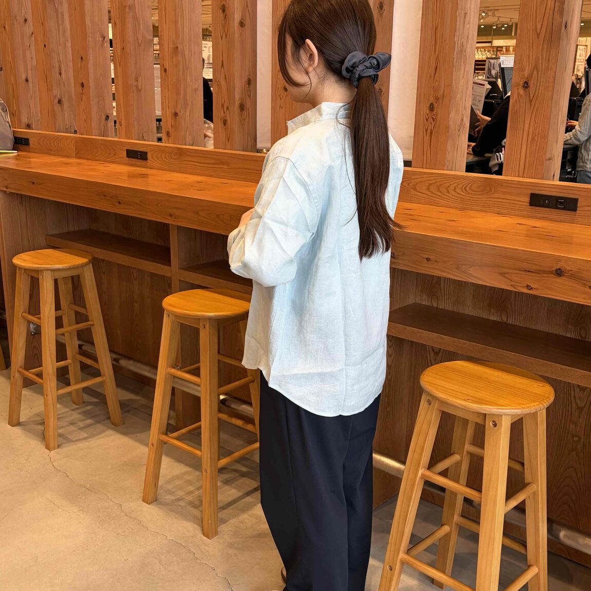 リネン洗いざらしレギュラーカラー長袖