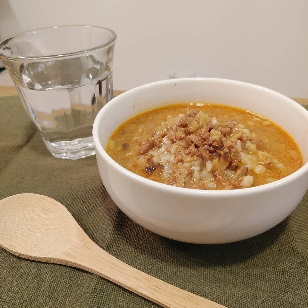 ごはんにかける味噌坦々スープ