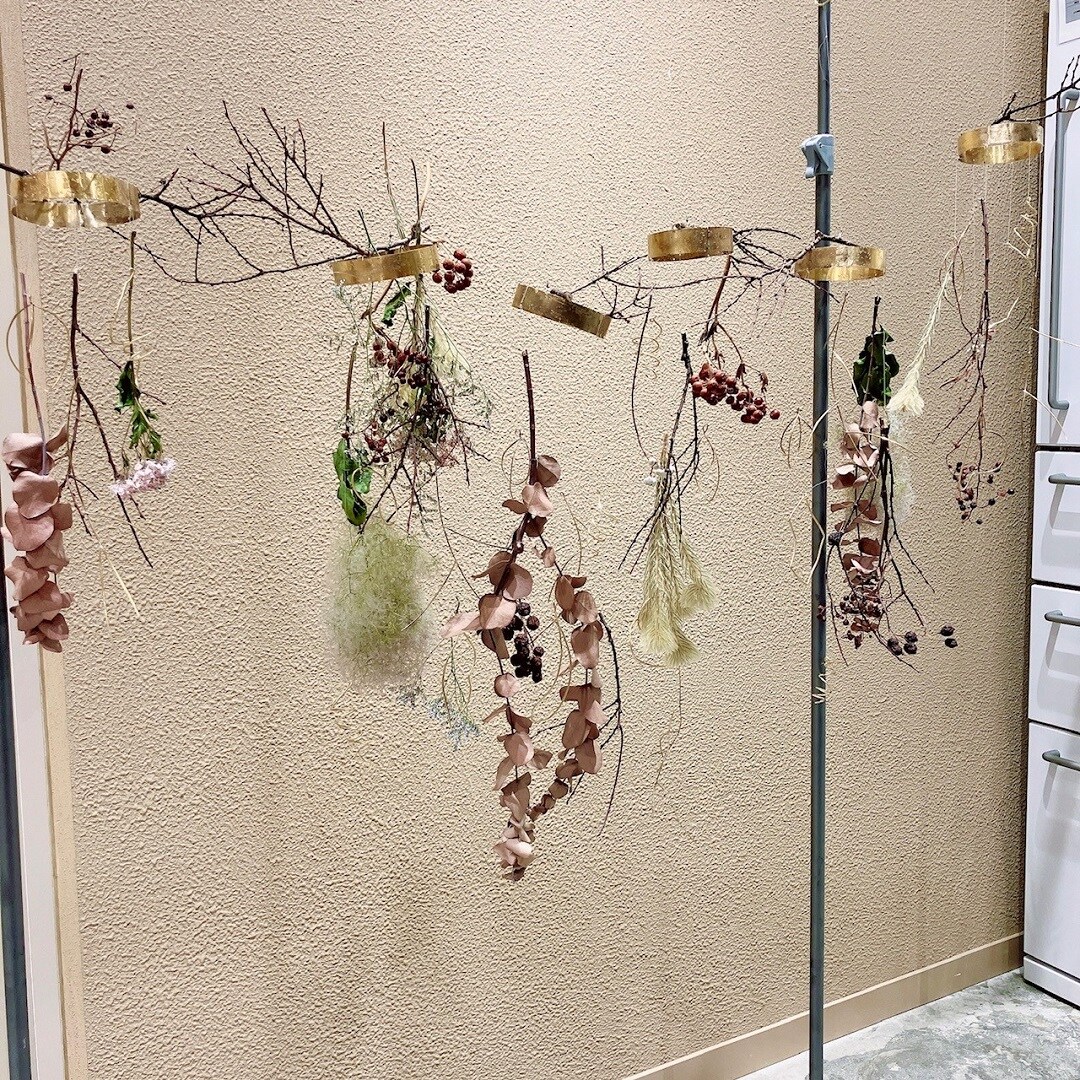 【完成】真鍮と植物の枝モビール