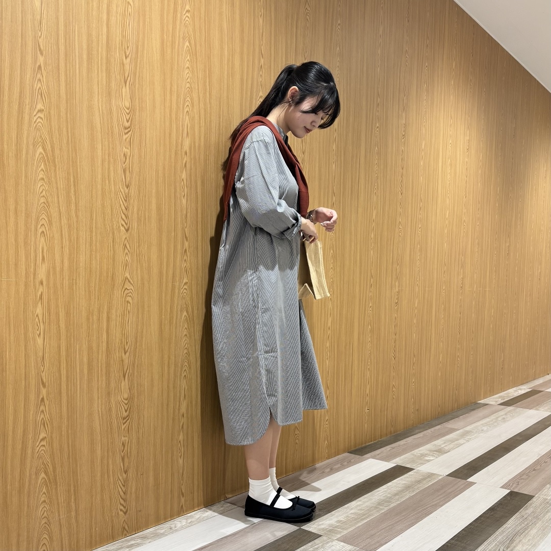 ブロード長袖シャツワンピース